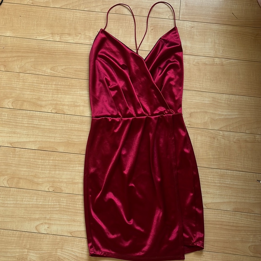 fashion nova always a flirt satin dress red